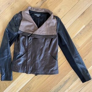 Vince Lamb Leather Jacket - Black and Brown